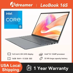 16 Inch Laptop with Intel Core i5 1240P 2.5K IPS Display Windows 11