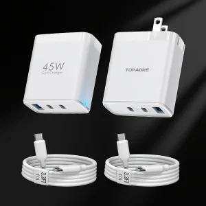 2packs 45W 3 Port USB Charger Type C Fast Charge Mobile Phone Adapter For iPhone Samsung
