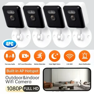 4PC Smart 1080p Wi-Fi Smart Home Security Camera 2MP, HD,Real-time